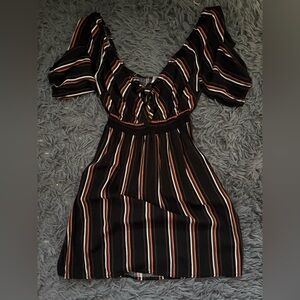 Xhilaration Black and Brown Striped Long Sleeve Dress